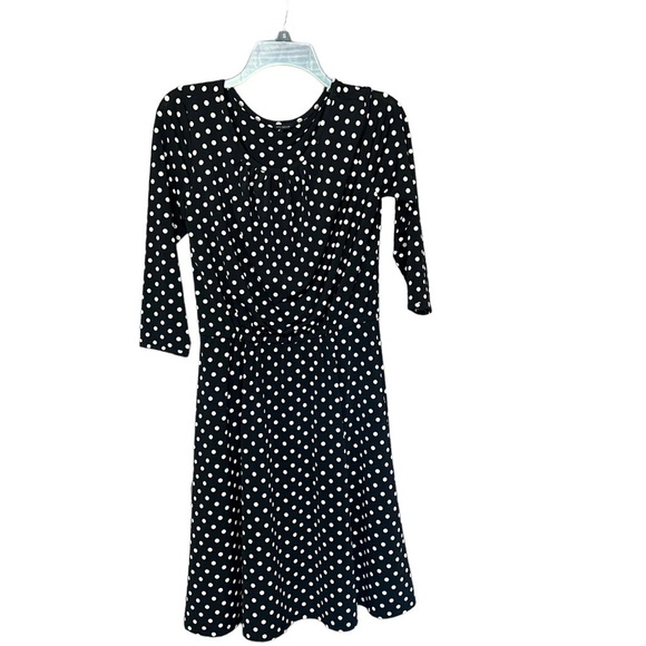 Ann Taylor Solid Black and White Polka Dot Dress size Small - Picture 1 of 9